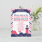 ピンク航海のの赤ちゃんシャワーまたは散水少女 招待状 (スタンド正面)