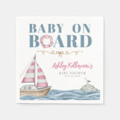 ピンク航海のの赤ちゃんシャワー スタンダードカクテルナプキン (正面)