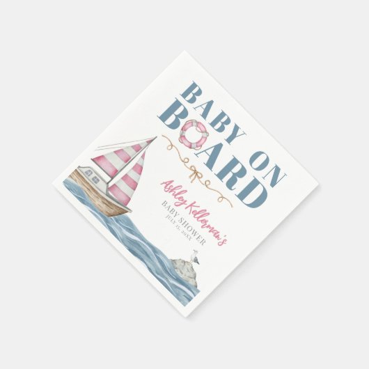 ピンク航海のの赤ちゃんシャワー スタンダードカクテルナプキン (角)