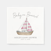 ピンク航海のの赤ちゃんシャワー スタンダードカクテルナプキン (正面)