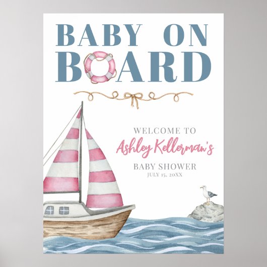 ピンク航海のの赤ちゃんシャワー ポスター (正面)