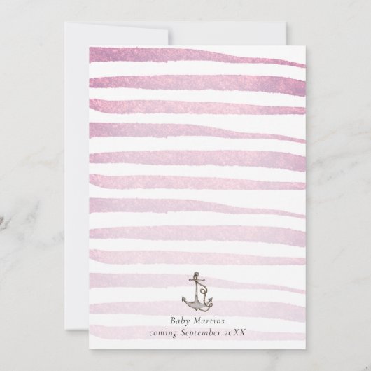 ピンク航海のアドベンチャー女の子ベビーシャワー 招待状 (裏面)
