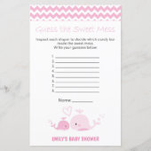 ピンク航海のクジラ赤ちゃんシャワーゲーム印刷 (正面)