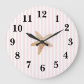 ピンク航海のストライプ名門私立校風ののヒトデ大時計 ラージ壁時計 (正面)