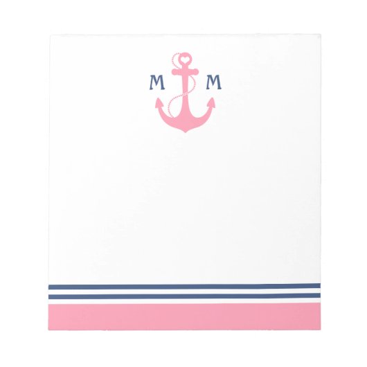 ピンク航海のハートいかり ノートパッド (正面)