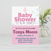 ピンク航海のバブル赤ちゃんシャワー招待状 招待状 (スタンド正面)