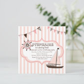 ピンク航海のパーティーバナー誕生日招待状 招待状 (スタンド正面)