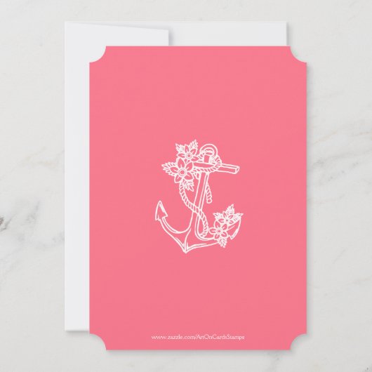 ピンク航海のフローラいかり誕生日パーティー招待状 招待状 (裏面)