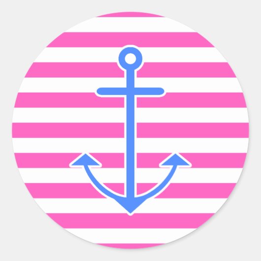 ピンク航海のブルーいかり ラウンドシール (正面)