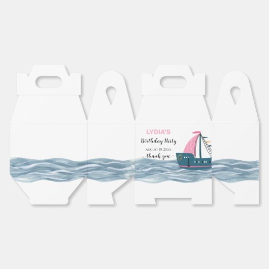 ピンク航海のベビーオンボードバースデーパーティー フェイバーボックス (見開き)