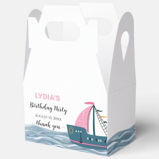 ピンク航海のベビーオンボードバースデーパーティー フェイバーボックス (見開き)