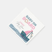 ピンク航海のベビーオンボードベビーシャワー スタンダードカクテルナプキン (角)