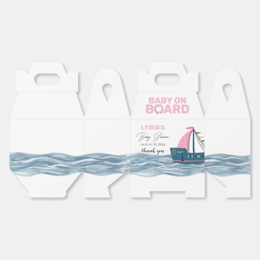 ピンク航海のベビーオンボードベビーシャワー フェイバーボックス (見開き)
