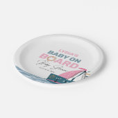 ピンク航海のベビーオンボードベビーシャワー ペーパープレート (アングル)