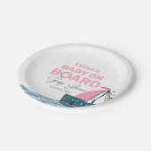 ピンク航海のベビーオンボードベビーシャワー ペーパープレート (アングル)