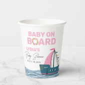 ピンク航海のベビーオンボードベビーシャワー 紙コップ (正面)