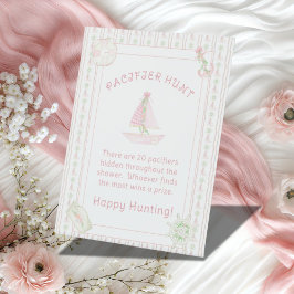 ピンク航海のベビーガールおしゃぶり狩りベビーシャワー 台座サイン