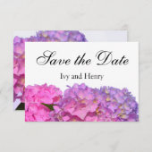 ピンク色あじさいエレガントピンク紫色の花 セーブザデート (正面/裏面)