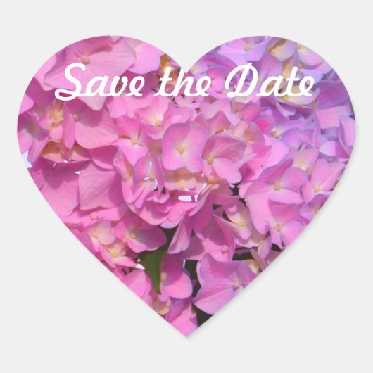ピンク色あじさいエレガントピンク紫色の花 ハートシール (正面)