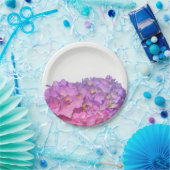 ピンク色あじさいエレガントピンク紫色の花 ペーパープレート (パーティー)