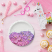 ピンク色あじさいエレガントピンク紫色の花 ペーパープレート (パーティー)