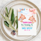 ピンク色かわいい水色 サンキューカード