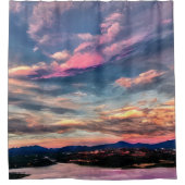 ピンク色がかった空 シャワーカーテン (正面)