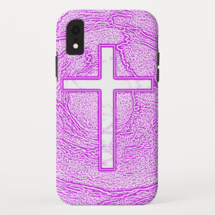 ピンク色でハイライトされた白い十字 iPhone XRケース