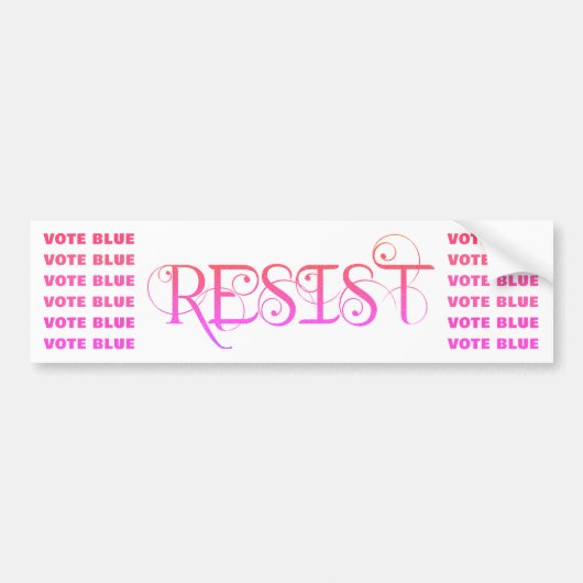 ピンク色でレジスト バンパーステッカー (正面)