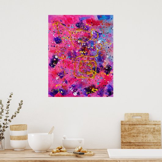 ピンク色で ポスター (キッチン)