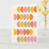 ピンク色とオレンジ色の可愛い幾何学模様 カード (黄色い花)