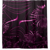 ピンク色と濃い背景の尖った曲線 シャワーカーテン (正面)