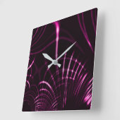 ピンク色と濃い背景の尖った曲線 スクエア壁時計 (傾斜)