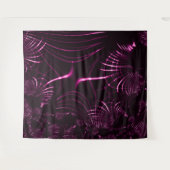 ピンク色と濃い背景の尖った曲線 タペストリー (正面(横))