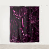 ピンク色と濃い背景の尖った曲線 タペストリー (正面)