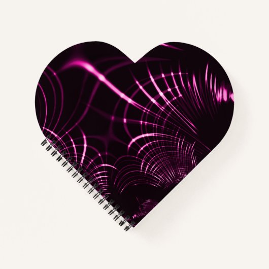 ピンク色と濃い背景の尖った曲線 ノートブック (正面)