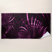 ピンク色と濃い背景の尖った曲線 ビーチタオル (正面)