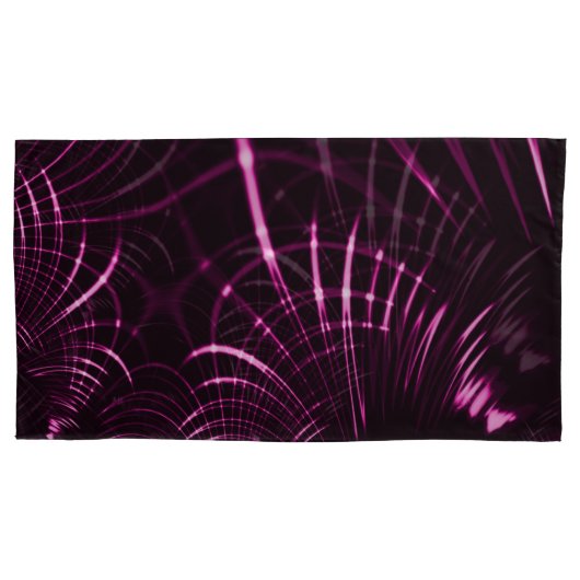 ピンク色と濃い背景の尖った曲線 枕カバー (正面左)