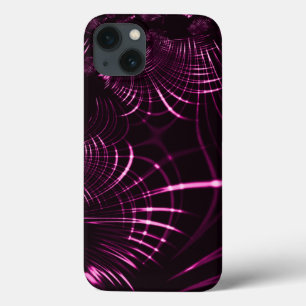 ピンク色と濃い背景の尖った曲線 iPhone 13ケース