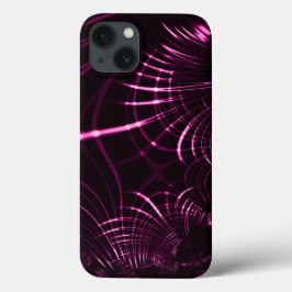 ピンク色と濃い背景の尖った曲線 iPhone 13ケース