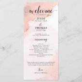 ピンク色と金ゴールド結婚の式次第 プログラム (正面)