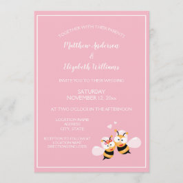 ピンク色にエレガント可愛結婚い 招待状