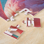 ピンク色に染まれ - フラミンゴピンク ジグソーパズル (側面)