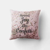 ピンク色に紙吹雪を広げる クッション (裏面)