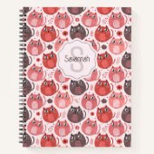 ピンク色のかわいい太い猫の名前モノグラム ノートブック (正面)