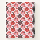 ピンク色のかわいい太い猫の名前モノグラム ノートブック (裏面)