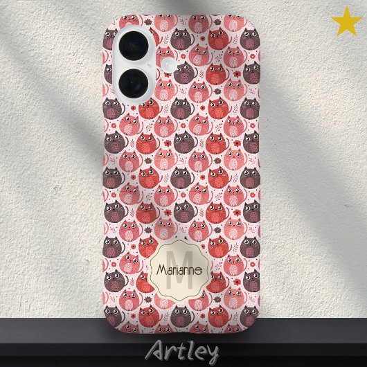 ピンク色のかわいい太い猫の名前モノグラム Case-Mate iPhoneケース