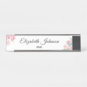 ピンク色のかわいい花/フローラ博士が任意のタイトルを卒業 デスクネームプレート (正面)