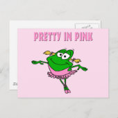 ピンク色のかわいらしバレエカエル ポストカード (正面/裏面)