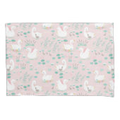 ピンク色のかわいガーリーい白鳥のフローラエレガント美しさ 枕カバー (正面)